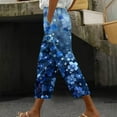 thumbnail image 1 of SELONE Capri Pants for Women Plus Size Mid Waist Lounge Pants with Pockets Trouser Loose Casual Beach Pants Drawstring Flowers Straight Lightweight Comfy Multicolor 3XL Breathable Summer Clothes, 1 of 5