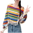 thumbnail image 1 of SELONE Cardigan Sweaters for Women Trendy 3/4 Sleeve Regular Cardigans Without Hoodie Striped Lightweight Beach Vacation Wear Beige One Size, 1 of 4