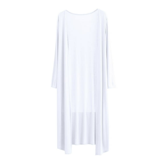 SELONE Cardigan Sweaters for Women Trendy Long Sleeve Tunic Open Front Cardigans Without Hoodie Solid Lightweight Beach Vacation Wear White One Size
