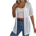 thumbnail image 1 of SELONE Cardigan for Women Dressy Short Sleeve Tunic Open Front Cardigans Without Hoodie Solid Lightweight Beach Vacation Wear White L, 1 of 7