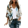 thumbnail image 1 of SELONE Cardigans for Women Trendy 3/4 Sleeve Regular Open Front Cardigans Without Hoodie Flowers Lightweight Beach Vacation Wear Multicolor XL, 1 of 5