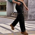 thumbnail image 1 of SELONE Cargo Pants Women High Waist With Pockets Denim Casual Summer Long Pant Mid-waist Overalls Pants In Spring And for Everyday Wear Running Errands Going to Work Attending a Casual Event Black XL, 1 of 4