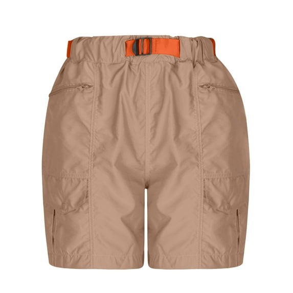 SELONE Cargo Pants Women High Waist With Pockets High Waist High Rise Relaxed Fit Baggy Wide Leg Casual with Belted Fashion Solid Cargo Pants A-Line Loose Zipper Short Pants Belt Included Khaki L