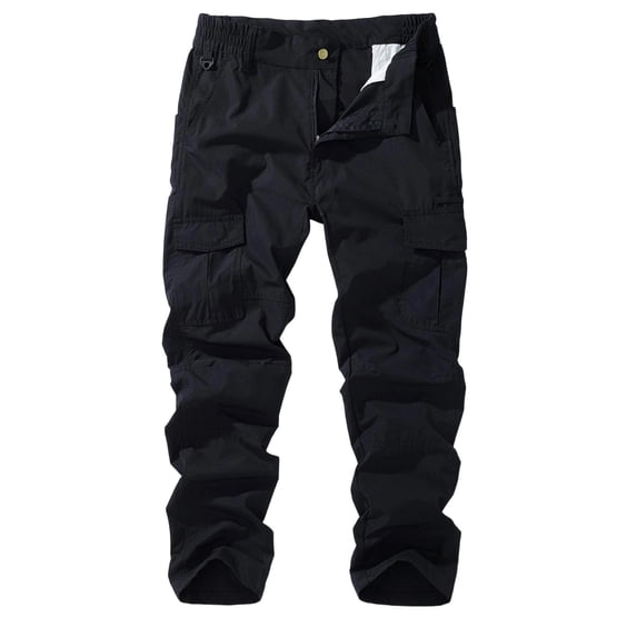 SELONE Cargo Pants for Men with Pockets Elastic Waist Joggers Relaxed Outdoor Trousers Hiking Winter Pants Black 36