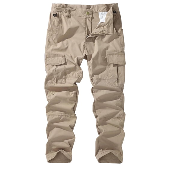 SELONE Cargo Pants for Men with Pockets Elastic Waist Joggers Relaxed Outdoor Trousers Hiking Winter Pants Khaki 34