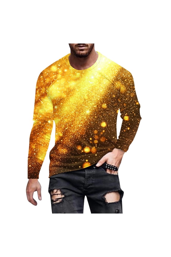 Carnival Mens Tops Long Sleeve Celestial Tuesday Tee Pullover Carnival Festive Outfit Loose Crewneck Clothes