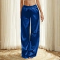 thumbnail image 1 of SELONE Casual Pants for Women for Work Plus Size Lounge Pants with Pockets Elastic Waist Full Length Trouser Loose Long Beach Pants Solid Straight Lightweight Blue L Tall Breathable Summer Clothes, 1 of 8