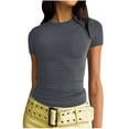 thumbnail image 1 of SELONE Casual Tops for Women Workout Shirts for Women Casual Crewneck Short Sleeve Solid Color Top Pullover T shirt Fashion Beach Classy Y2K Soft Summer Tops for Women Y2k Tops Dark Gray XXL, 1 of 8