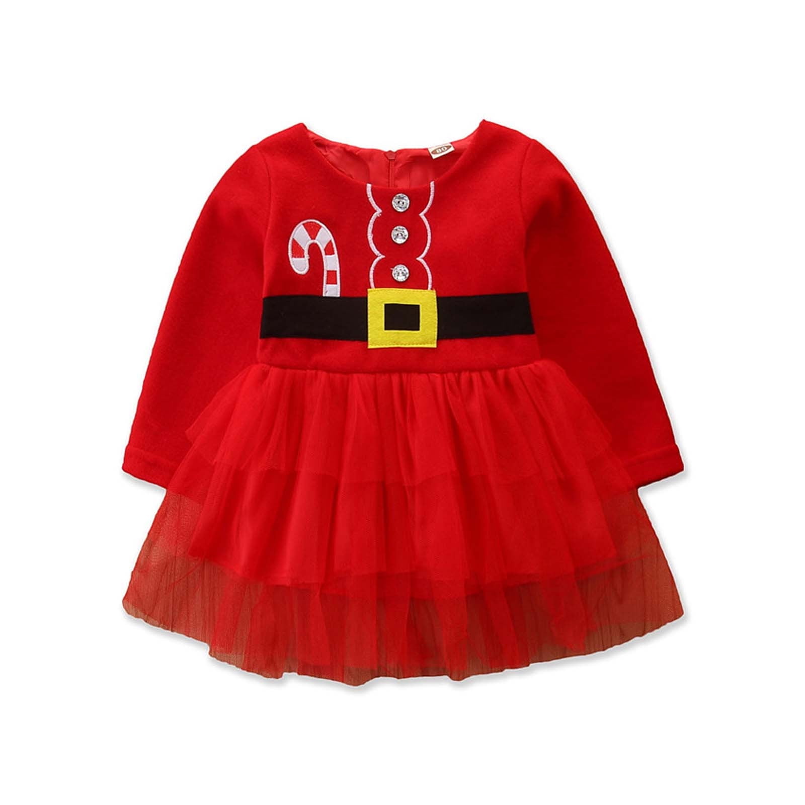 SELONE Christmas Party Dresses for Kids Long Sleeve Newborn Xmas Tulle