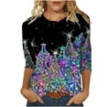 thumbnail image 1 of SELONE Christmas Shirts Small for Women 3/4 Sleeve Xmas Pullover Tops Christmas Tree Tees Blouses Christmas Themed Clothing Christmas Outfits Ideas Holiday Attire Party Collection Black M, 1 of 5