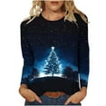thumbnail image 1 of SELONE Christmas Shirts for Women Holiday Long Sleeve Xmas Pullover Tops Snowflake Tees Blouses Christmas Themed Clothing Christmas Outfits Ideas Holiday Attire Party Collection Green M, 1 of 6