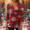 thumbnail image 1 of SELONE Christmas Shirts for Women Santa 3/4 Sleeve Xmas Pullover Tops Button Up Snowflake Tees Blouses Christmas Themed Clothing Christmas Outfits Ideas Holiday Attire Party Collection Red XL, 1 of 6