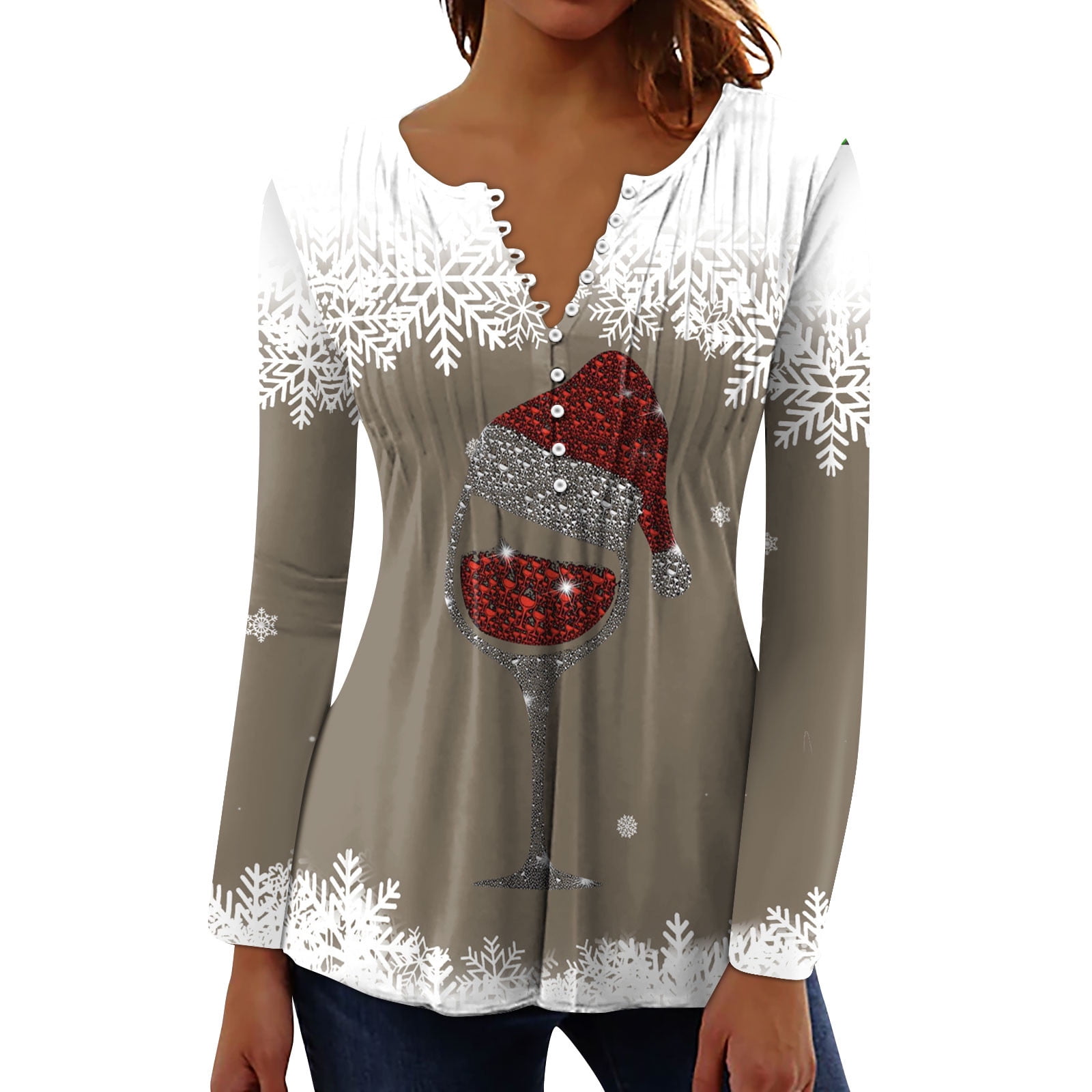 SELONE Christmas Tops for Plus Size Women Long Sleeve Xmas Pullover