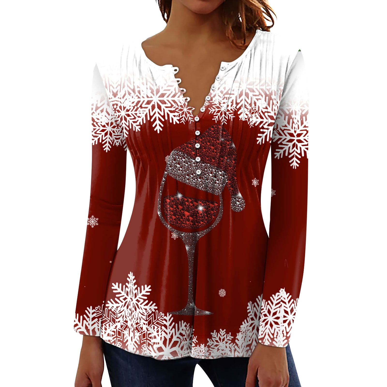 SELONE Christmas Tops for Plus Size Women Long Sleeve Xmas Pullover