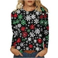 thumbnail image 1 of SELONE Christmas Vacation Shirts for Women Long Sleeve Xmas Fashion Tees Casual Crewneck Loose T Shirt Xmas Print Shirt Multicolor L, 1 of 6
