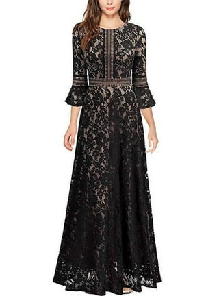 PERZOE Bodycon Dress Women Formal Dress Lace Patchwork Flower Pattern Half  Sleeve O-Neck Plus Size Slim Fit Embroidery Bodycon Dress for Wedding  Banquet Gown Event 