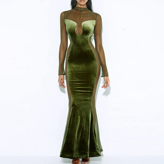 SELONE Cocktail Dresses for Women Evening Party Long Sleeve Prom Dresses Party Dresses Homecoming Dresses Maxi Formal Gowns Elegant Dresses Bodycon Formal Formal Dress Rehearsal Dinner Dress Green L