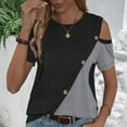 thumbnail image 1 of SELONE Cold Shoulder Tops for Women Summer Short Sleeve Tops Blouses Regular Fit T Shirts Pullover Tees Tops Abstract Print T-Shirts Crew Neck Tops Casual Blouses Button Up Button Down T Shirts Gray M, 1 of 8
