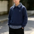 thumbnail image 1 of SELONE Collared Shirt Boys Long Sleeve Button Pullover Tops Patchwork Plaid Sweatshirts Fall Campus Clothes 2-12Y, 1 of 9