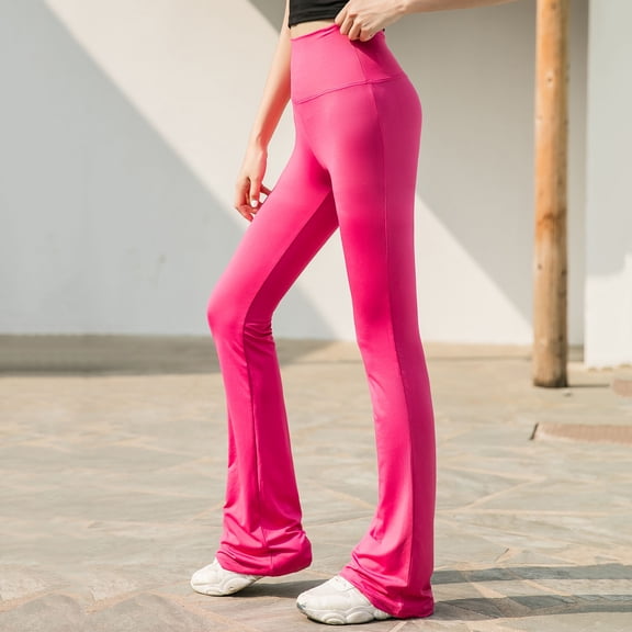 SELONE Compression Leggings for Women Gym Flare Long Length High Waist Yogalicious Boot Cut Utility Dressy Everyday Soft Capris Leggings Capri Jeggings Athletic Leggings for Women 20-Hot Pink L