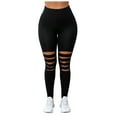 thumbnail image 1 of SELONE Compression Leggings for Women High Waist Sports with Holes Yogalicious Ripped Utility Dressy Everyday Soft Jeggings Capris Leggings Capri Jeggings Athletic Leggings for Women 35-Black S, 1 of 6