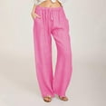 thumbnail image 1 of SELONE Cotton Linen Pants Women Petite Plus Size Mid Rise with Pockets Cotton Linen Fashion Clothes Ankle Length Baggy Fashion Clothes Pink L, 1 of 8