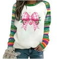 thumbnail image 1 of SELONE Crew Neck Sweatshirts Women Christmas Bow Pattern pullover Shirts Tops Loose Vacation Clothes, 1 of 5