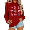 thumbnail image 1 of SELONE Crew Neck Sweatshirts Women Christmas Tree Bow Pattern pullover Shirts Soild Tops Loose Vacation Clothes, 1 of 6
