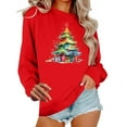 thumbnail image 1 of SELONE Crew Neck Sweatshirts Women Christmas Tree Star Print pullover Shirts Soild Tops Loose Vacation Clothes, 1 of 6