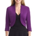 thumbnail image 1 of SELONE Cropped Cardigans for Women 3/4 Sleeves Plus Size Summer Lightweight Outer Layer Shirts Soft Open Front Petite Solid Casual Cover Up Purple L, 1 of 4