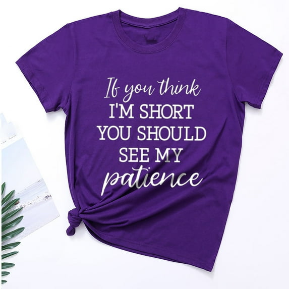 SELONE Cute Summer Tops for Women Short Sleeve Tops Blouses Regular Fit T Shirts Pullover Tees Tops Graphic Print T-Shirts Crew Neck Tops Casual Blouses Easy Care Soft Breathable Pullover Purple M