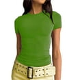 thumbnail image 1 of SELONE Cute Summer Tops for Women Short Sleeve Tops Blouses Regular Fit T Shirts Pullover Tees Tops Solid T-Shirts Crew Neck Tops Casual Blouses Easy Care Soft Breathable Pullover Tops Green L, 1 of 8
