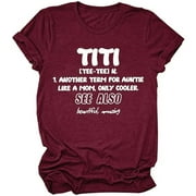 SELONE Cute Tops for Women Short Sleeve Tops Blouses Regular Fit T Shirts Pullover Tees Tops Graphic Print T-Shirts Crew Neck Tops Casual Blouses Easy Care Soft Breathable Pullover Tops Wine XXL