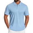 thumbnail image 1 of SELONE Dress Shirts for Men Short Sleeve Shirt Collared Classic T-Shirts 3 Buttons Fashion Summer Work Wear Blue 2XL, 1 of 6