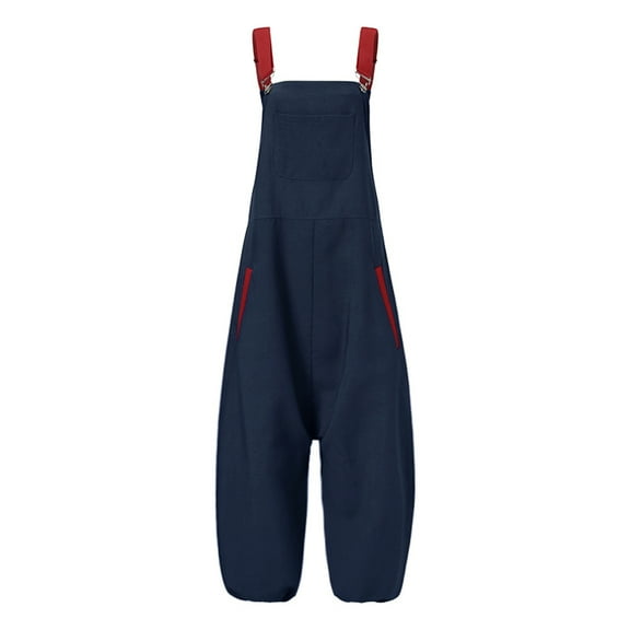 SELONE Dressy Jumpsuits for Women Casual Halter Suspender Loose Fit Long Pant Ladies Travel Comfortable Vacation Fancy Jumpsuits for Women Womens Jumpers and Rompers Casual Stitch Blue XXL