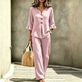 thumbnail image 1 of SELONE Dressy Matching Sets for Women Plus Size Plaid Henley Ruffle Blouse Wide Leg Long Pants Casual Workout Outfits, 1 of 7