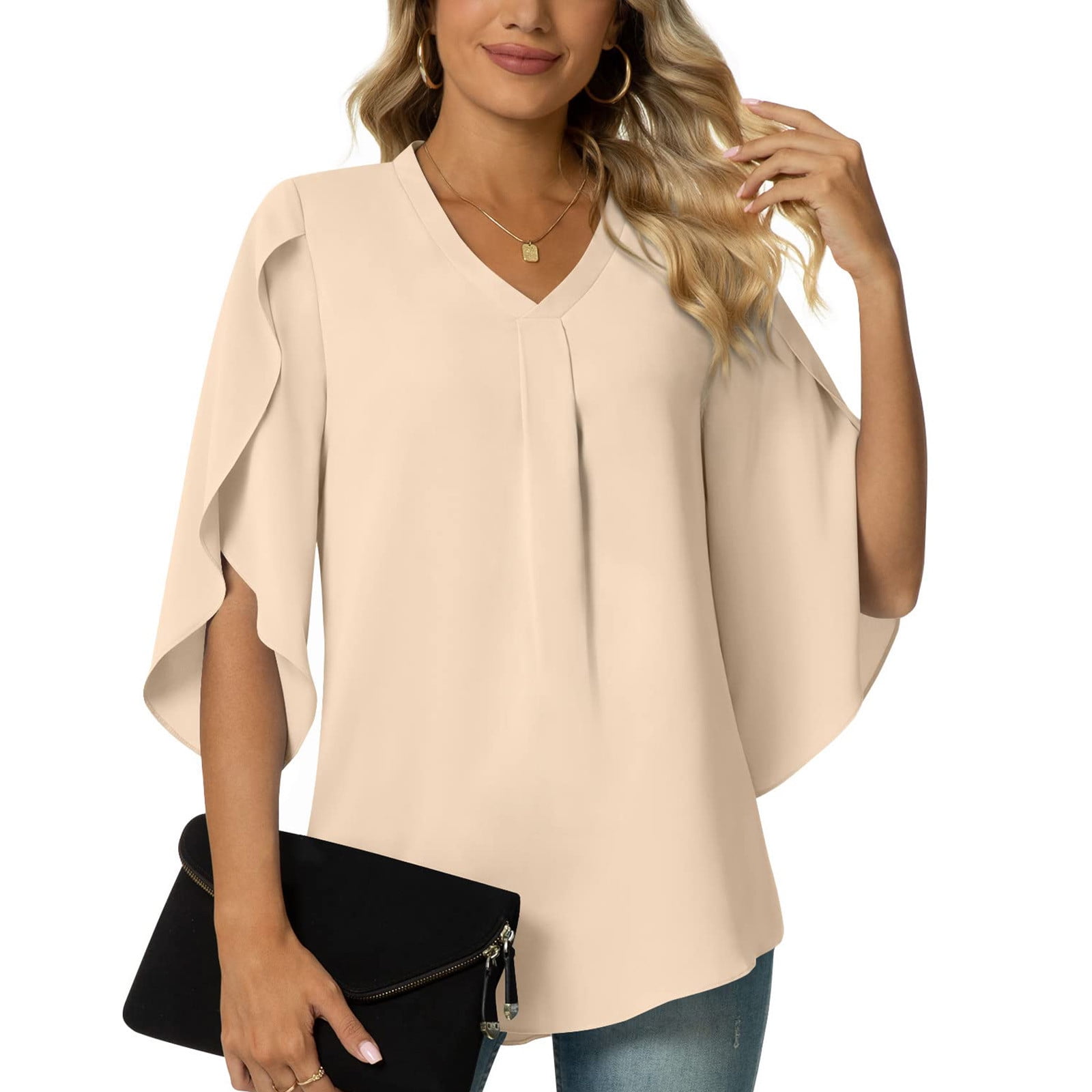 SELONE Plus Size Tops for Women Work Short Sleeve Tops Blouses