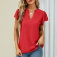 thumbnail image 1 of SELONE Dressy Tops for Women Plus Size Short Sleeve Tops Blouses Regular Fit T Shirts Pullover Tees Tops Solid T-Shirts V Neck Tops Casual Blouses Easy Care Soft Breathable Pullover Tops Red M, 1 of 8