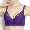 thumbnail image 1 of SELONE Everyday Bras for Women Push Up Plus Size Front Closure Clip Zip Front Snap Lace Yoga Bras Sports Front Hook Close Sagging Breasts Full Figured Breathable Lightly Extra Elastic Trim Purple L, 1 of 4