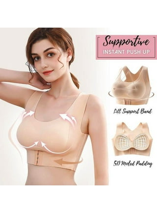 SELONE Bras for Women Push Up No Underwire Front Closure Clip Zip Front  Snap Front Hook Close Everyday Sagging Breasts Lightly Printing Thin Front