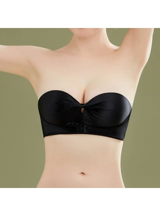 SELONE Bras for Women Push Up No Underwire Front Closure Clip Zip Front  Snap Front Hook Close Everyday Sagging Breasts Lightly Printing Thin Front  Buckle Adjustment Chest Shape No Rims Black M 