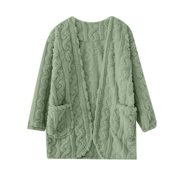 SELONE Fall Pajamas For Women Cotton Thickened Comfortable Velvet Twist Long Sleeve Vest Cape Coat Cardigan