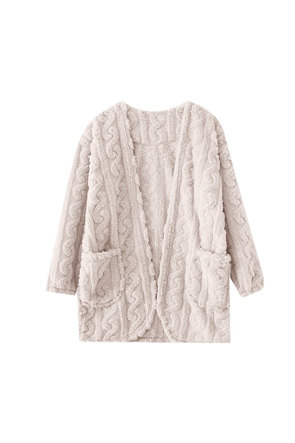 Fall Pajamas For Women Cotton Thickened Comfortable Velvet Twist Long Sleeve Vest Cape Coat Cardigan