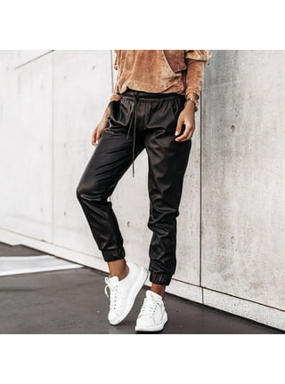 SELONE Faux Leather Leggings for Women Plus Size Pull On Go Out Pants  Scrunch Mid Waisted Streetwear Skinny Solid Long Pants Slim Fit Pleather  Pants Work Pants Long Pants Casual Fall Wintern