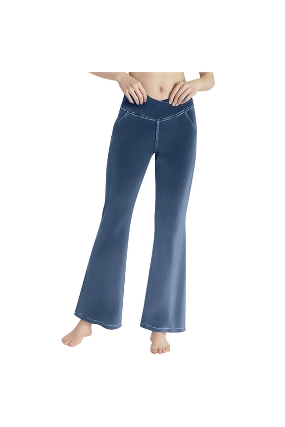 Flare Leggings for Women with Pockets Stretch High Waisted Tight Butt Lifting Yoga Pants Spring Running Pants