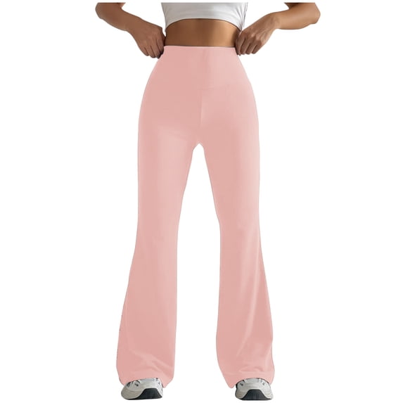 SELONE Flare Yoga Pants for Women Stretch Leggings Butt Lifting Wide Leg Tight Lightweight Cycling Pants Pink XL