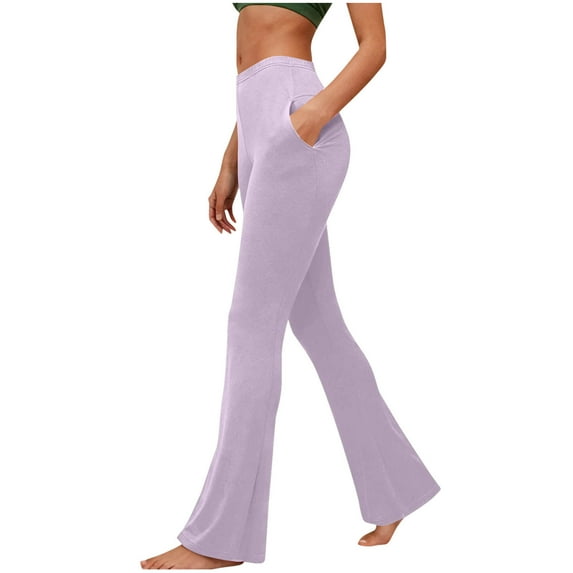 SELONE Flare Yoga Pants for Women with Pockets Stretch Leggings Buttery Soft Tight Spring Running Pants Pink XL