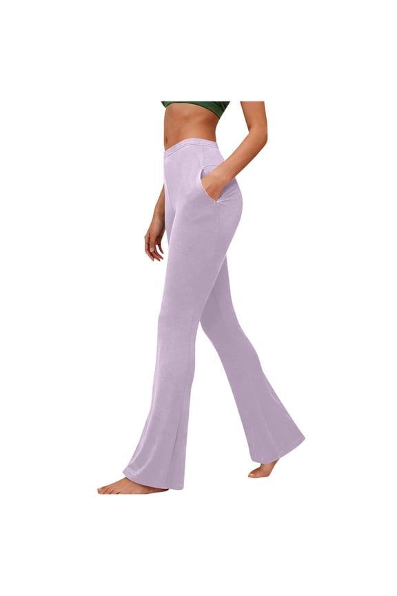 Flare Yoga Pants for Women with Pockets Stretch Leggings Buttery Soft Tight Spring Running Pants Pink XL