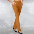 thumbnail image 1 of SELONE Flared Palazzo Pants Women Brown Mid Waist Plus Size Trouser Full Length Bootcut Loose Casual Long Trousers Pull on Solid Soft Lightweight Comfy L Tall Breathable Summer Clothes, 1 of 5
