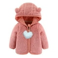 thumbnail image 1 of SELONE Fleece Jacket Girls Hooded Fleece Zipper Solid Long Sleeve Fall Winter Outfit Pink 18 Months, 1 of 7